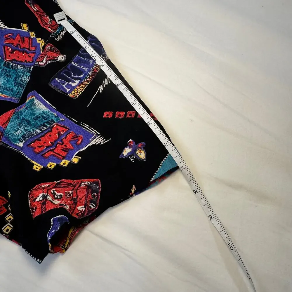 Chico's VTG Pop Art Graphic Camp Shirt Womens 2 Large Art To Wear Maximalist 90s - Picture 13 of 14